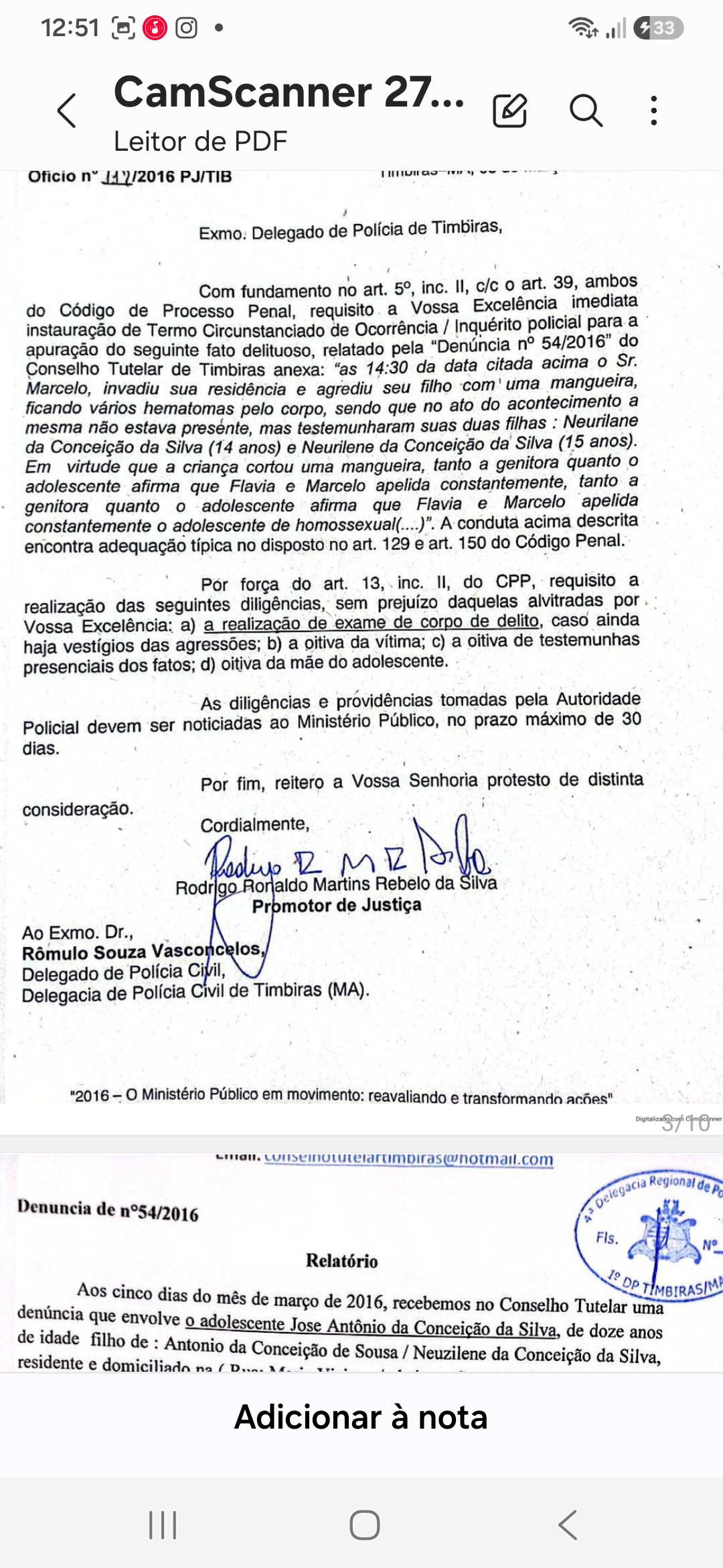 Denúncia de agressão contra adolescente registrada em Timbiras em 2016 volta a repercutir screenshot 20260824 125130 samsung notes